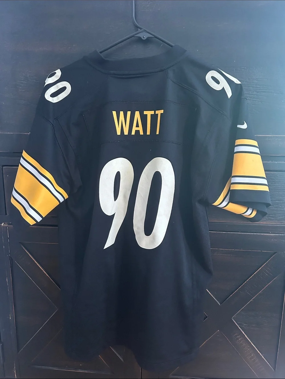 Nike Black and Yellow #90 Football Jersey